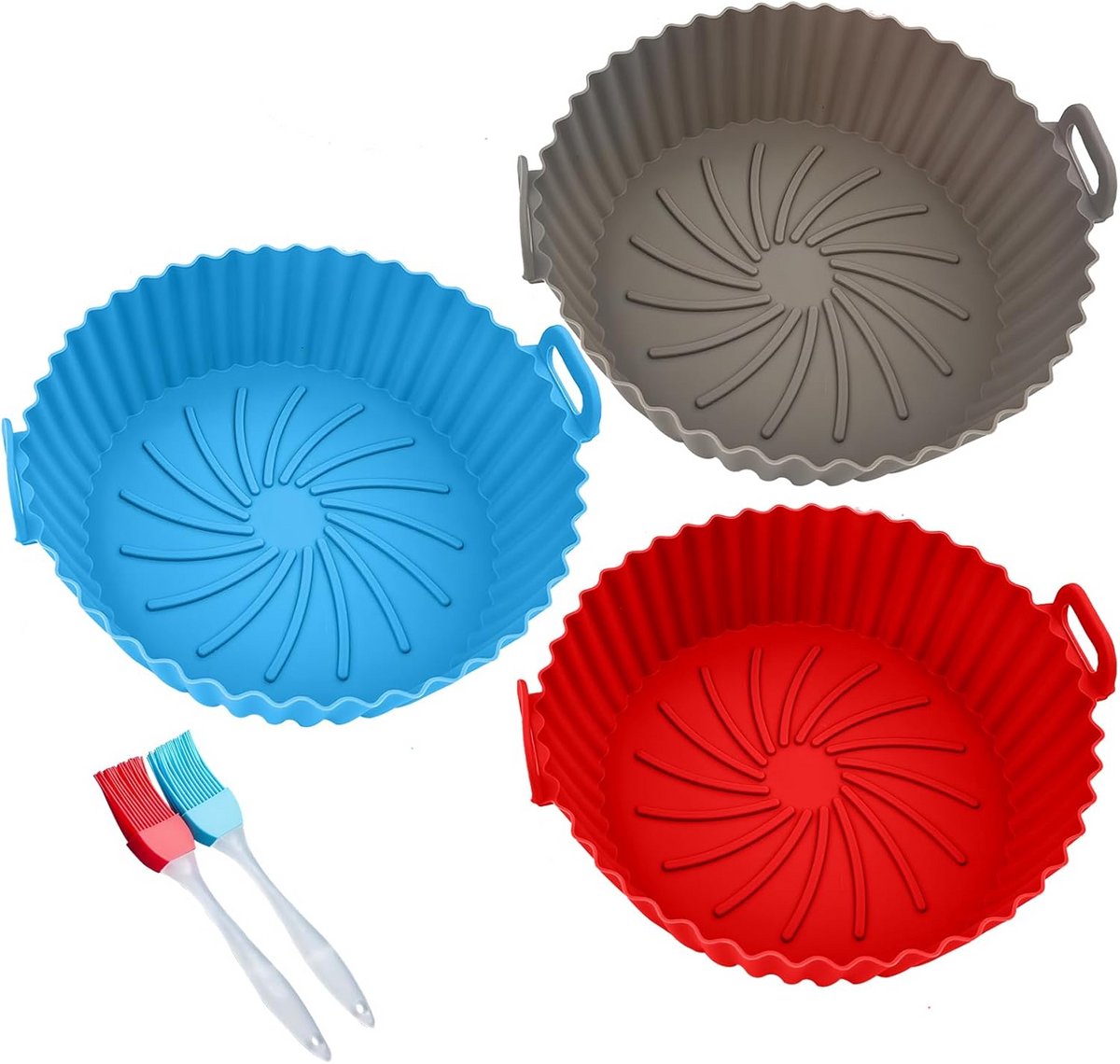 3x Herbruikbare Siliconen Vormen voor Heteluchtfriteuse - Ovenbestendig & Makkelijk Schoon te Maken