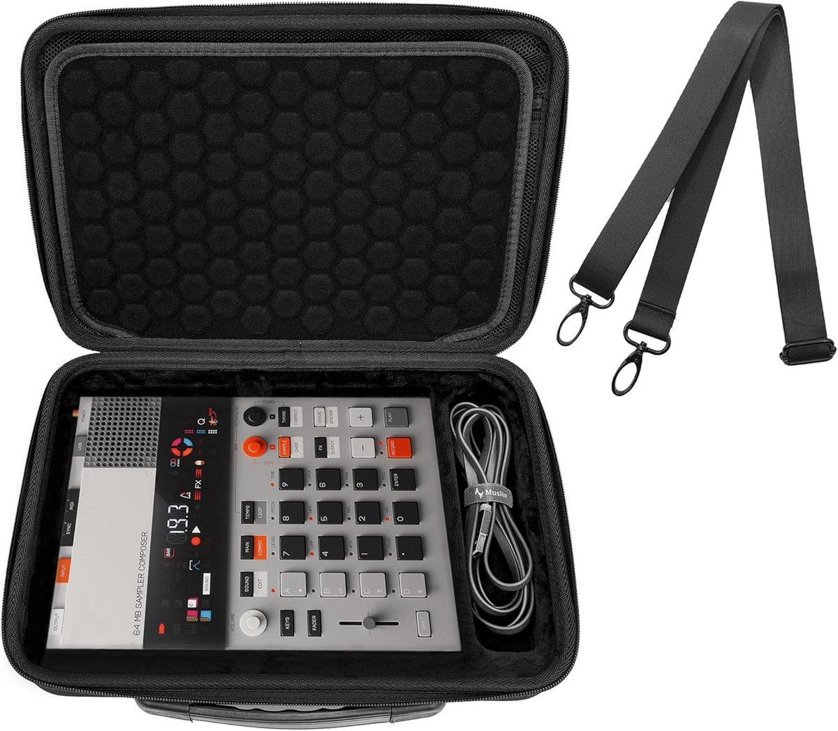 Audio Sampler Case voor Middeleeuwse Samplers, Draagbare Muziek Gear, Zwart