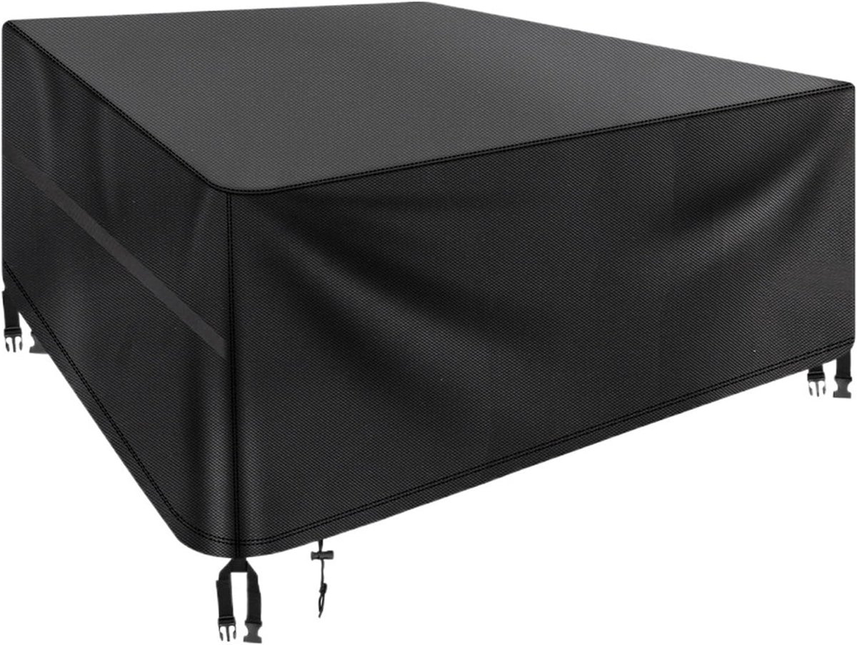 Famanu Tuinmeubelhoes met ventilatierooster, waterdicht, winddicht, anti-uv, zwaar belastbaar, scheurbestendig, 210D Oxford, terrastafelhoes, pakket voor tuin buiten (125 x 63 x 74 cm) Zwart