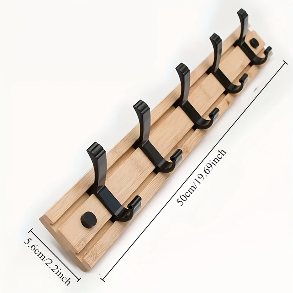 Kapstok - Wandkapstok - Kapstok Hangend - Houten en RVS Metaal - 5Hangers - Industrieel