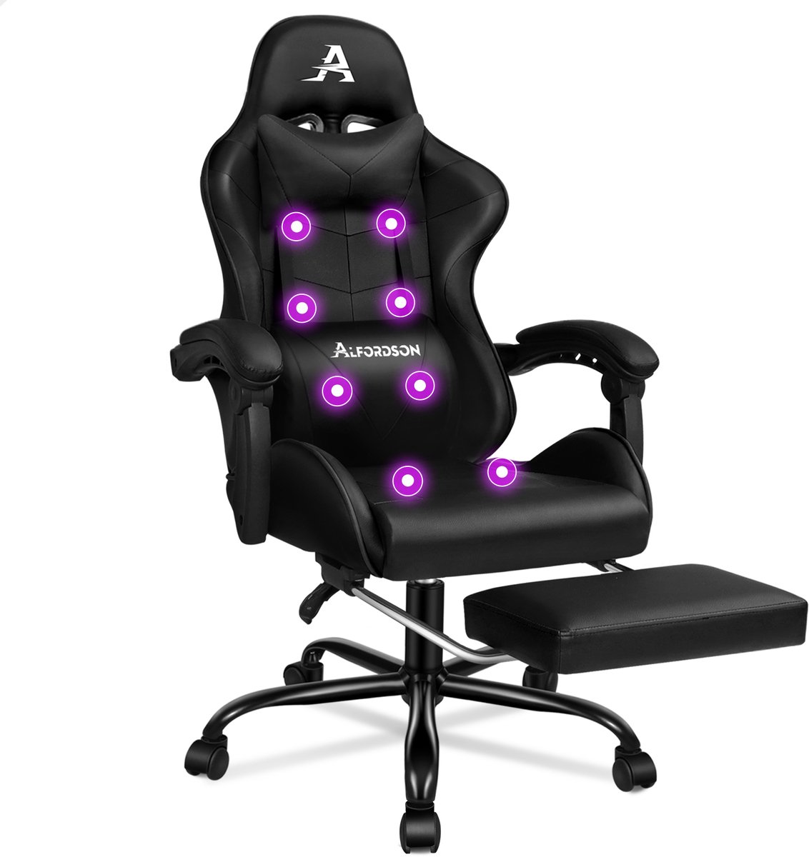 Bequemer & Massage-Gamer-Stuhl: Verstellbare Rückenlehne (90°-150°) + 8-Punkt-Massage. Optimale Unterstützung für Kopf, Schultern & Taille. Ideal für Arbeit, Gaming & Entspannung.