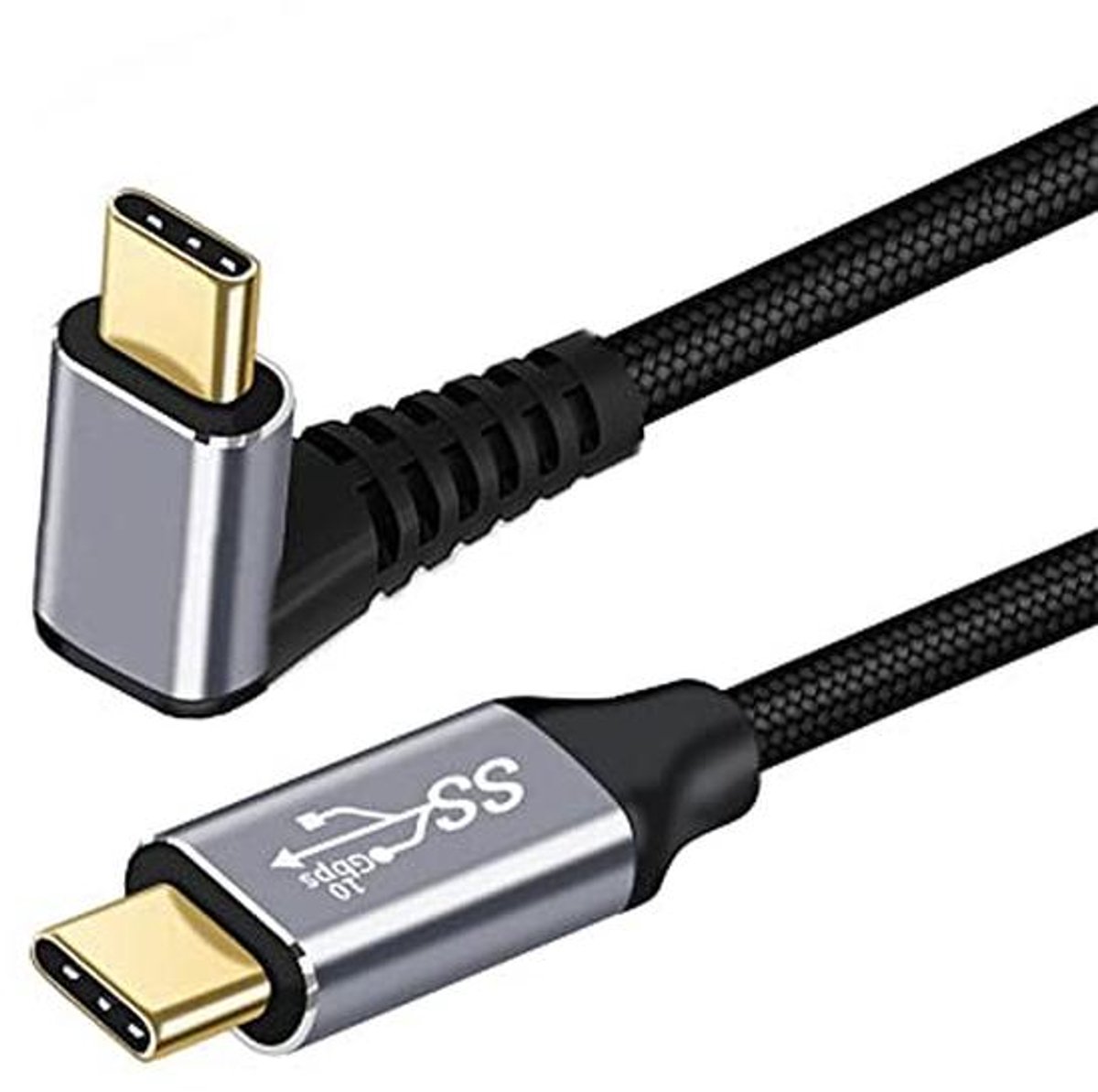 USB-C Male naar Male Hoekige Datakabel 50CM - 10Gbps, 100W Laadcapaciteit