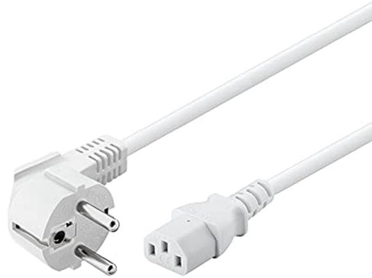 Koudeapparaatkabel 3 m met 90° geaarde stekker - Universele pc-monitor en laptop stroomkabel