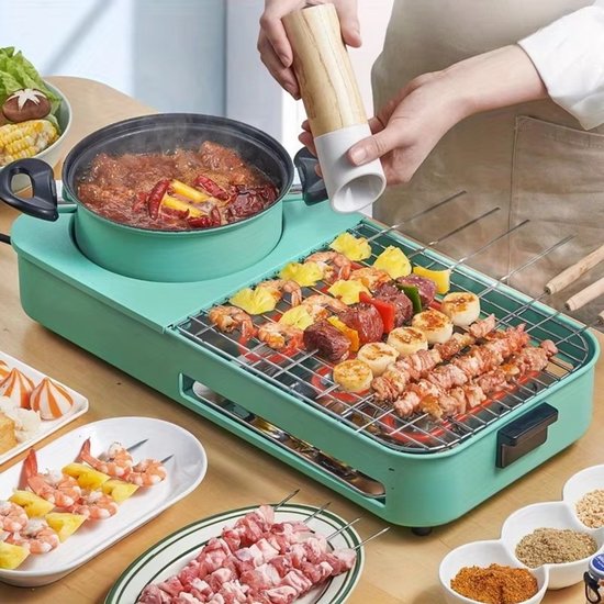 EAFC 3 in 1 Dual Aziatische Shabu HotPot - Hot pot - Funcooking - Grill - Gourmetten - Fondue - 2 tot 3 personen - 2000W - Anti Aanbak Laag - 20cm Lang — afbeelding 3