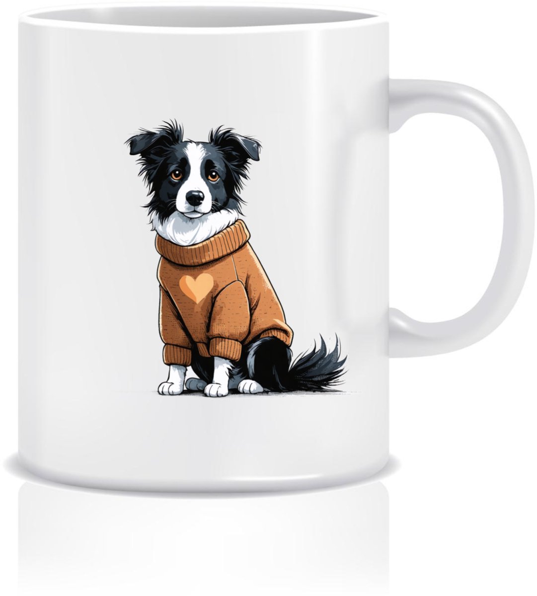 Schattige Border Collie Mok met Oversized Sweater - Perfect Cadeau voor Hondenliefhebbers!