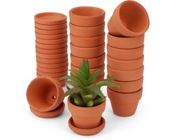 Allecto - Bloempotten set - Terracotta - Met onderschotels - Binnen - Planten bloemen cactussen - Onderhoudsvriendelijk en duurzaam - 16 stuks met drainage gat.