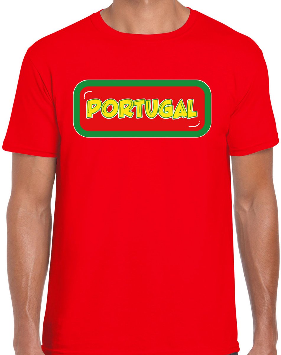 Bellatio Decorations Verkleed T-shirt voor heren - Portugal - rood - voetbal supporter - themafeest M