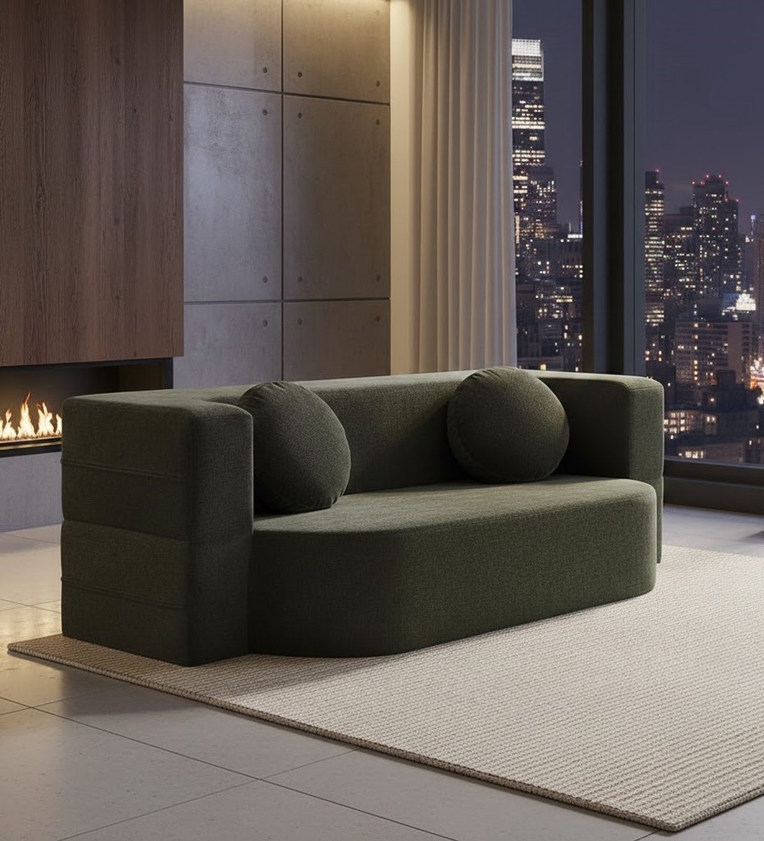 Slaapbank en Stoel 2-in-1 – Grijze Slaapsofa voor Één Persoon met Wasbaar Kussen – Comfortabele Slaapbank en Zetel – Ideaal voor Woonkamer, Slaapkamer en Studeerkamer House&Garden