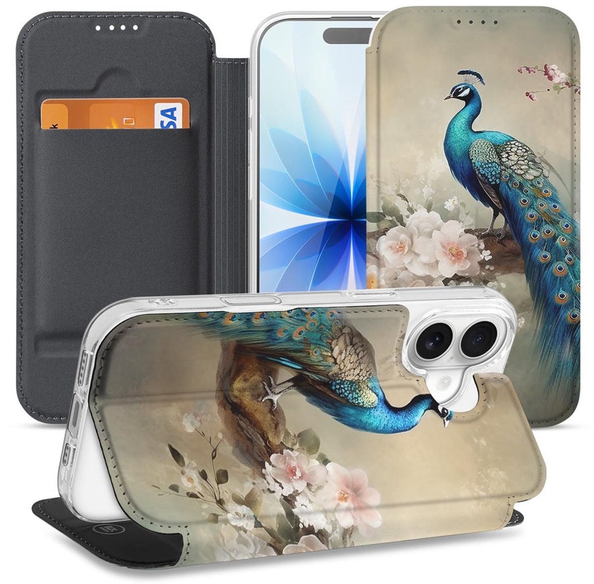 Apple iPhone 17 Standcase Hoesje Vintage Pauwen