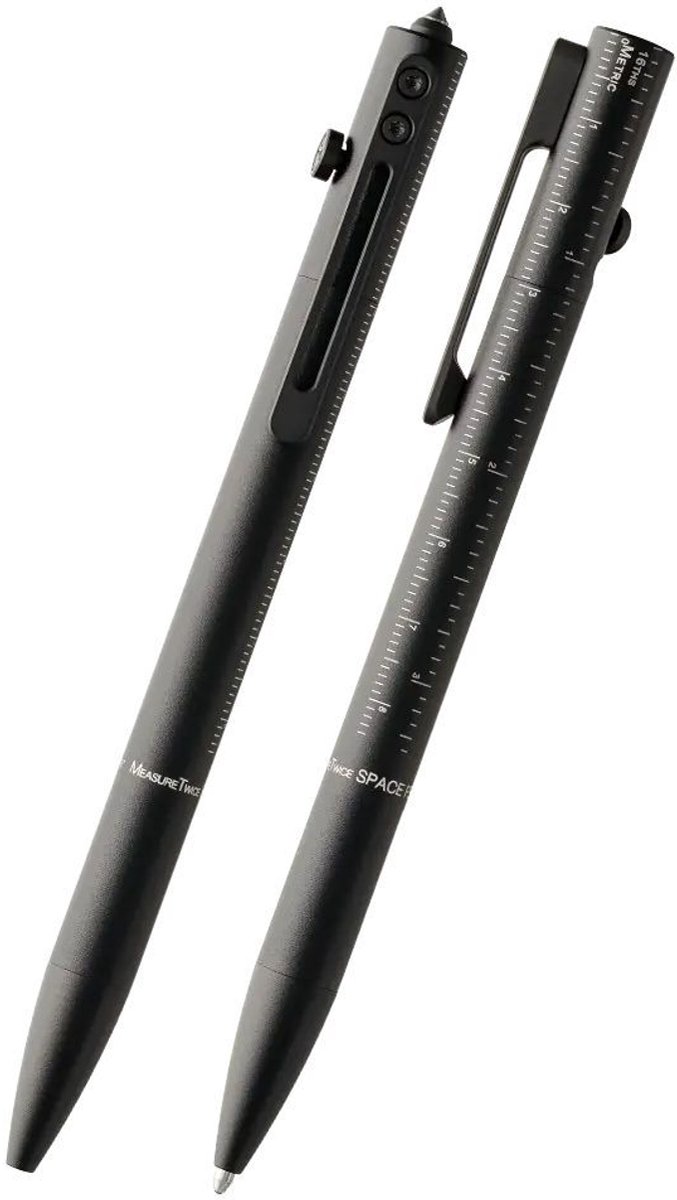Measure Twice Tactische Space Pen met Bolt Action Mechanisme en Glasbreker Punt (#MT)