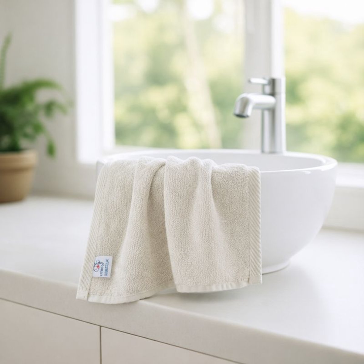 Nile Textile Luxe Gastendoekje - 30x30 - Gebroken Wit - 600GSM - Egyptisch Katoen