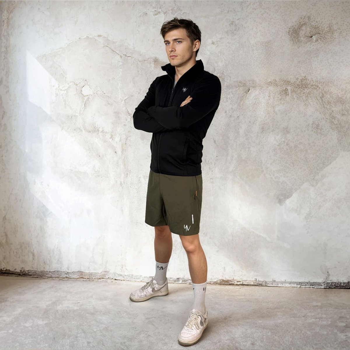YV SPORT Korte sportbroek Stockholm - Fitness short - sport short - Voor intensieve work-outs - Reflecterende strips - Zakken met rits - Premium kwaliteit - Ademend en licht - Ook plus size - Sneldrogend - Sportkleding heren - Groen - Maat M