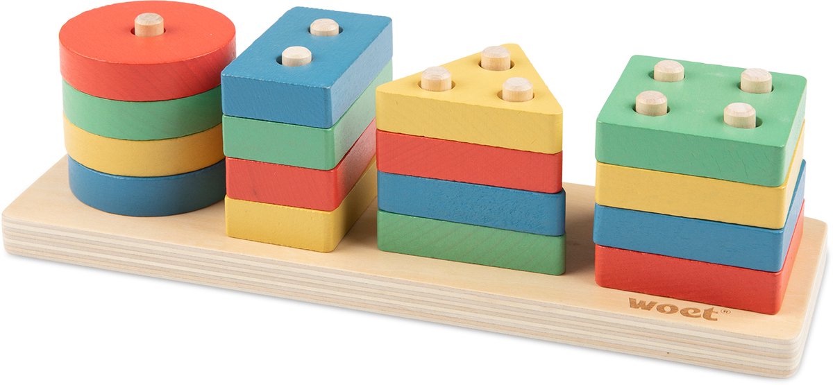 New Classic Toys Houten Geometrische Stapel Vormenpuzzel