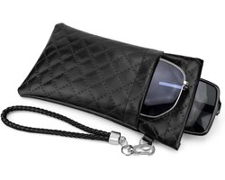 Allecto- Zonnebrillenhoes - Brillenhoes - Groot Montuur - Zwart - Reistas - Rayban Classic/Hexagonal/Cats 5000 Aviator/Elliot Square - Geschikt voor - Extra Grote Zonnebrillenhoes, Brillenhoes voor Groot Montuur, Reistas voor Zonnebrillen (Zwart)