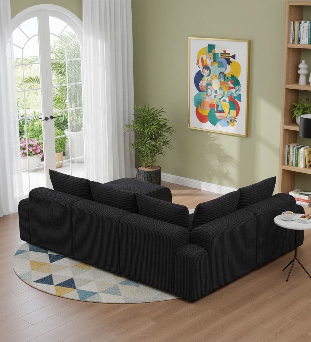 Luxe Verstelbare Relaxfauteuil – Comfortabele TV- en Ligstoel voor Woonkamer, Slaapkamer of Kantoor – Zwart Linnen – Met Verstelbare Rugleuning en Voetsteun House&Garden