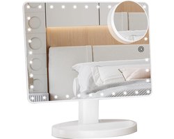 Aura® Hollywood Spiegel – Hollywood Spiegel met Verlichting - Bright Beauty Vanity Makeup Spiegel - Wit - 22cm x 14cm x 37cm