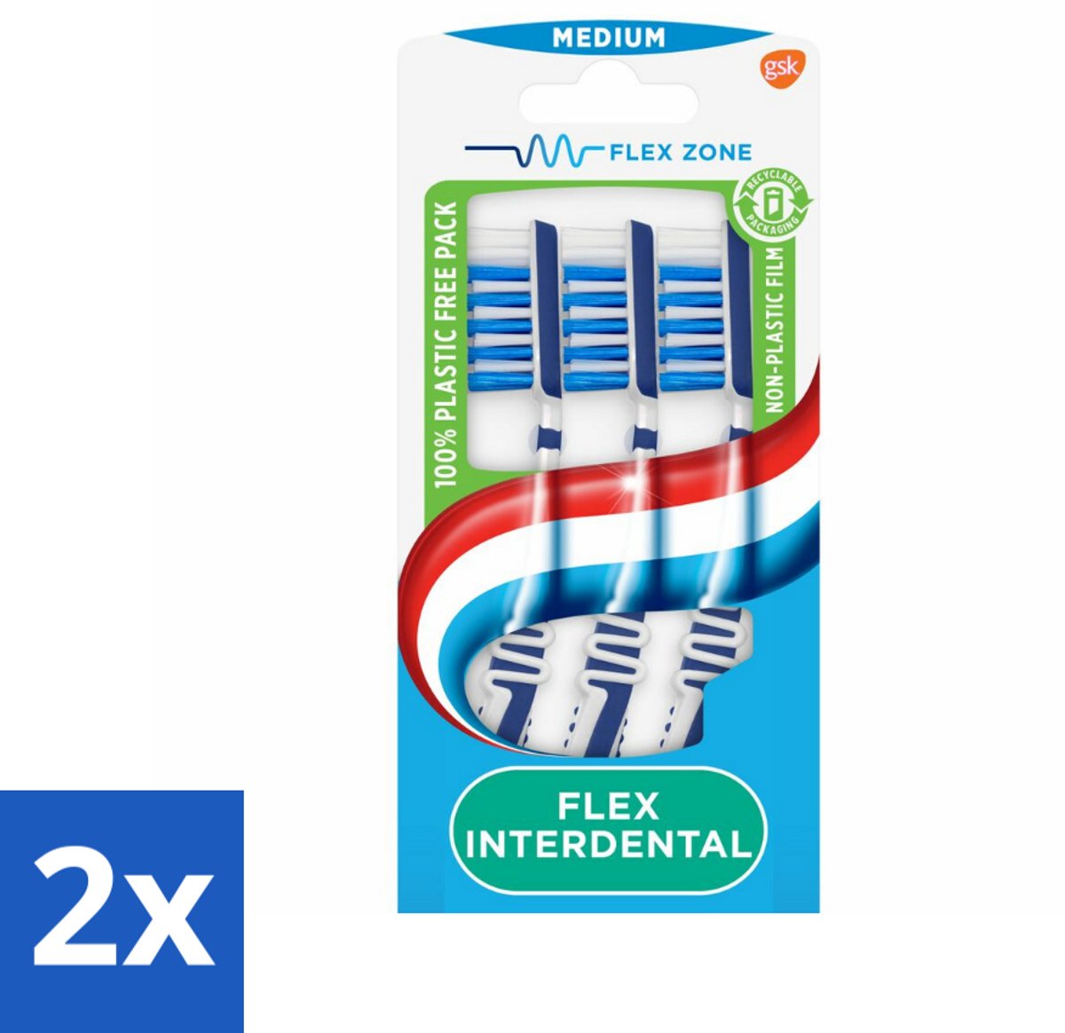 2 x Aquafresh Tandenborstel Flex Interdental Medium 3 stuks per verpakking - Tandenborstel - Tandenborstel Tussen Tanden - Tandenborstel Flex - Tandenborstel Interdentale - Tandenborstel Medium