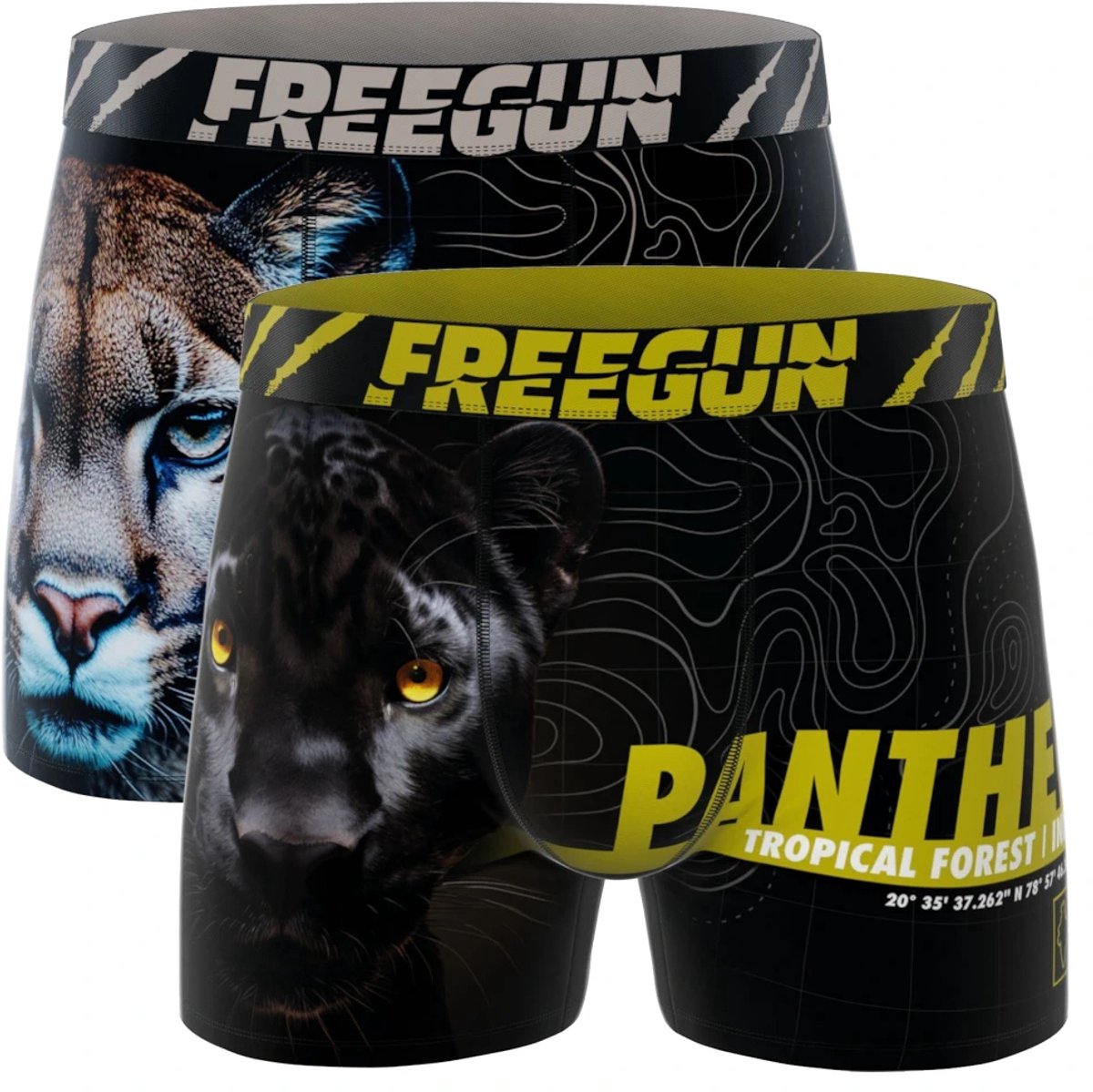 Freegun jongens boxershorts - microvezel - 2-pack - maat 152/164 - Wild foto panter/poema