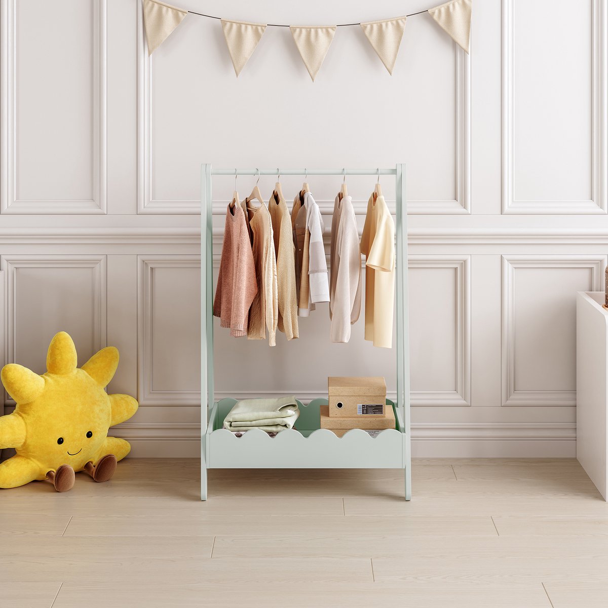 Kindergarderobe Vestnes 99x66x38 cm mintgroen [en.casa]
