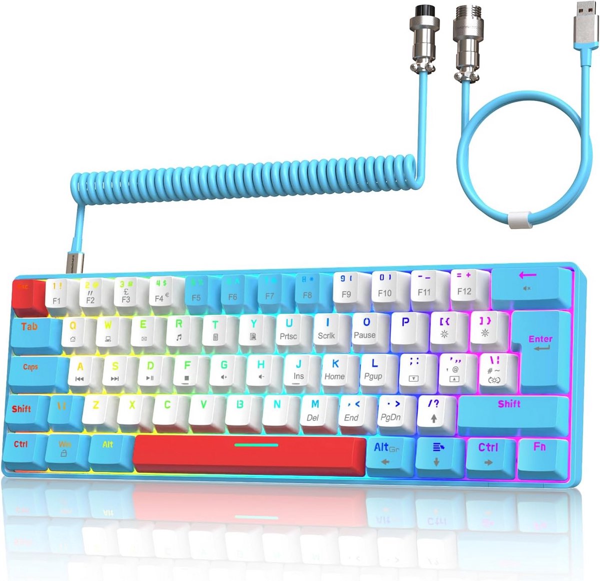 Compact 60% Gaming Toetsenbord met Spoel Cirkel Kabel