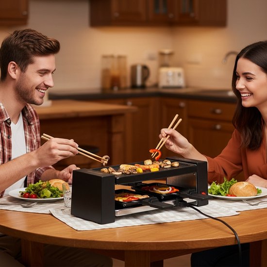 Melissa Gourmetstel voor 2 Personen - 400W - Grillplaat 23x10cm - 2 Raclette Pannetjes met Antiaanbaklaag - 16300031 - Zwart — afbeelding 4