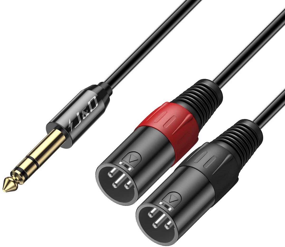 Splitterkabel 6,35 mm TRS naar Dubbele XLR Man: Stereo Audio Y-Adapter
