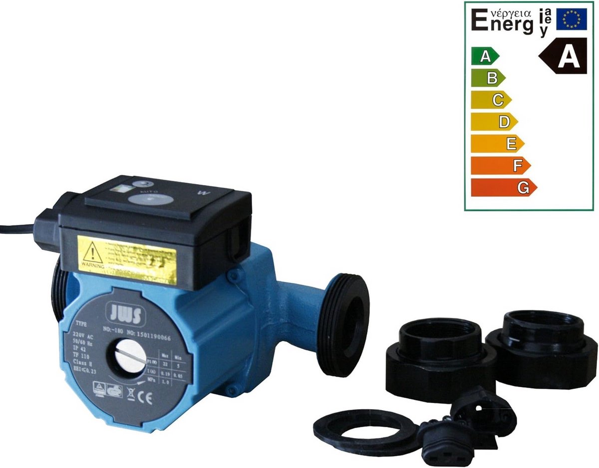 Circulatiepomp - Verwarmingspomp - Verwarming Circuleren - Hoogrendement Klasse A - 180mm Inbouwlengte - Grijs