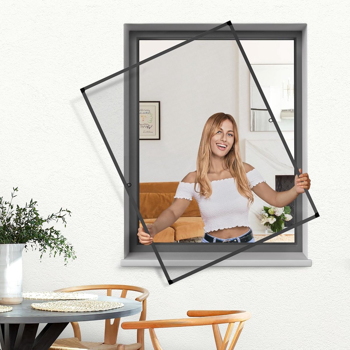 Hor voor Raam met Aluminium Frame 80x150 cm Montage Zonder Boren Insectenwering