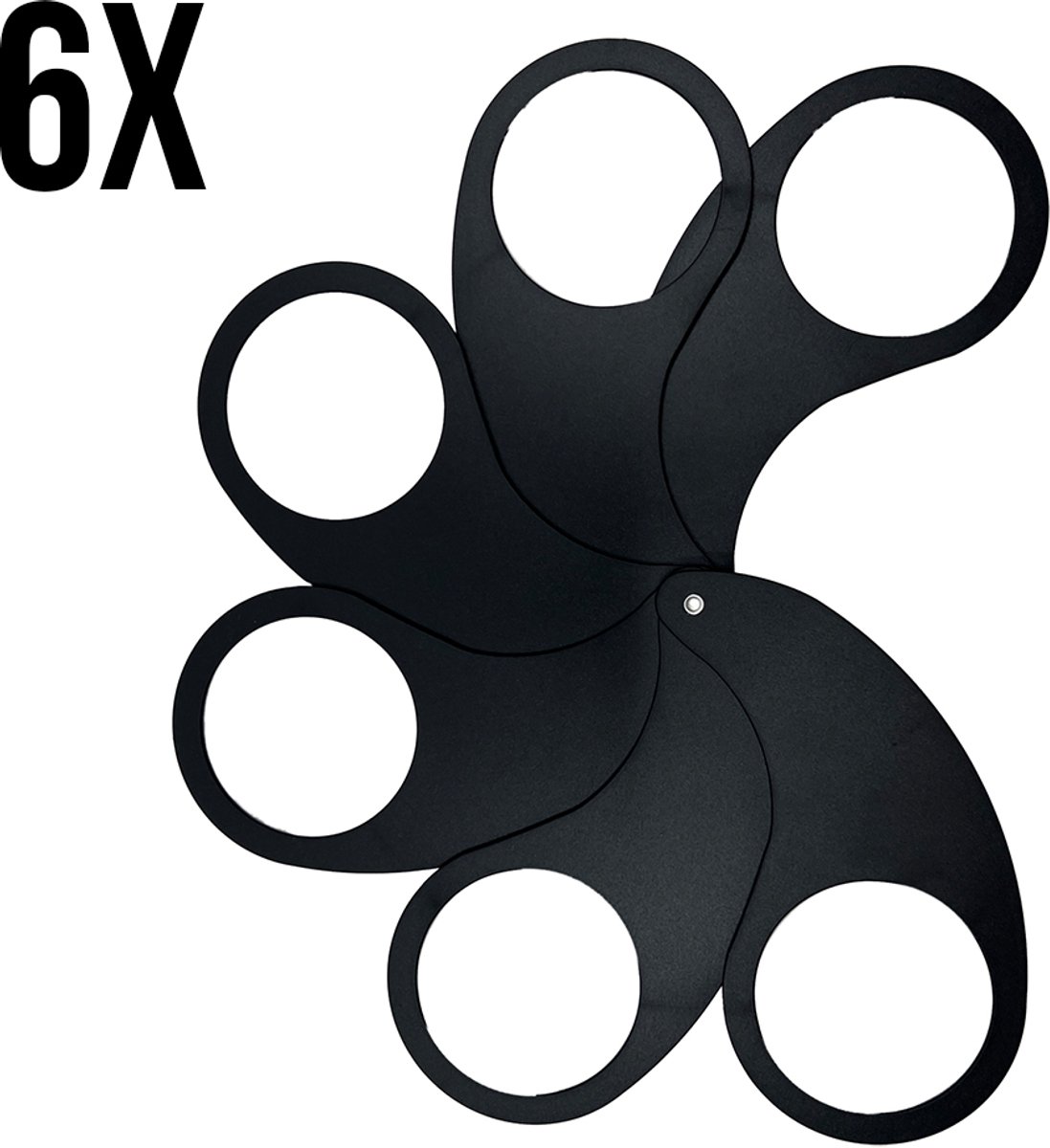 6 stuks - Hold Ub bekerhouder festival - Cupkeeper - Cupholder - Bierhouder - Draagtray - Bierwaaier - 6 bekers - 6 cm - Zwart