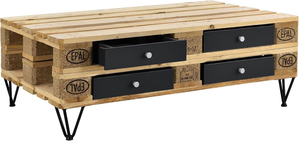 Set van 4 Zwarte Laden voor Palletmeubels Opslag - Geschikt voor EUR-Pallets