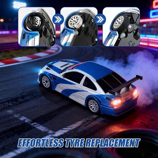 RC Drift Auto met Afstandsbediening - Mini Raceauto met Verwisselbare Banden — afbeelding 4