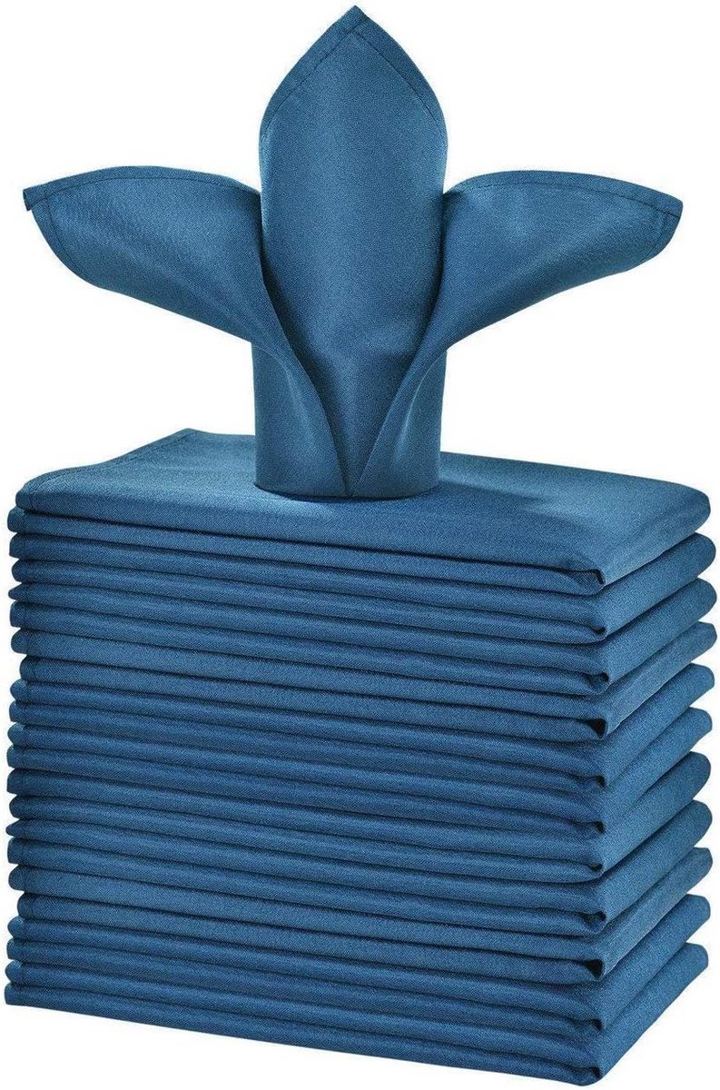 Set van 12 Polyester Tafellakens / Servetten 50x50 cm Navy Blauw