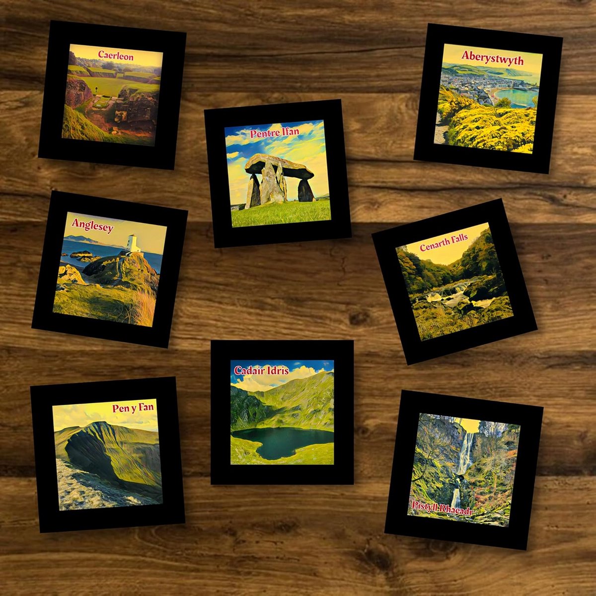 Onderzetters met Iconische Plaatsen uit Wales - Glas