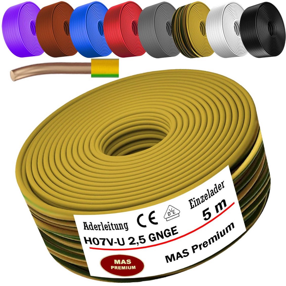 Stugge Installatiedraad Enkeldraads 1,5mm² PVC Isolatie Diverse Lengtes