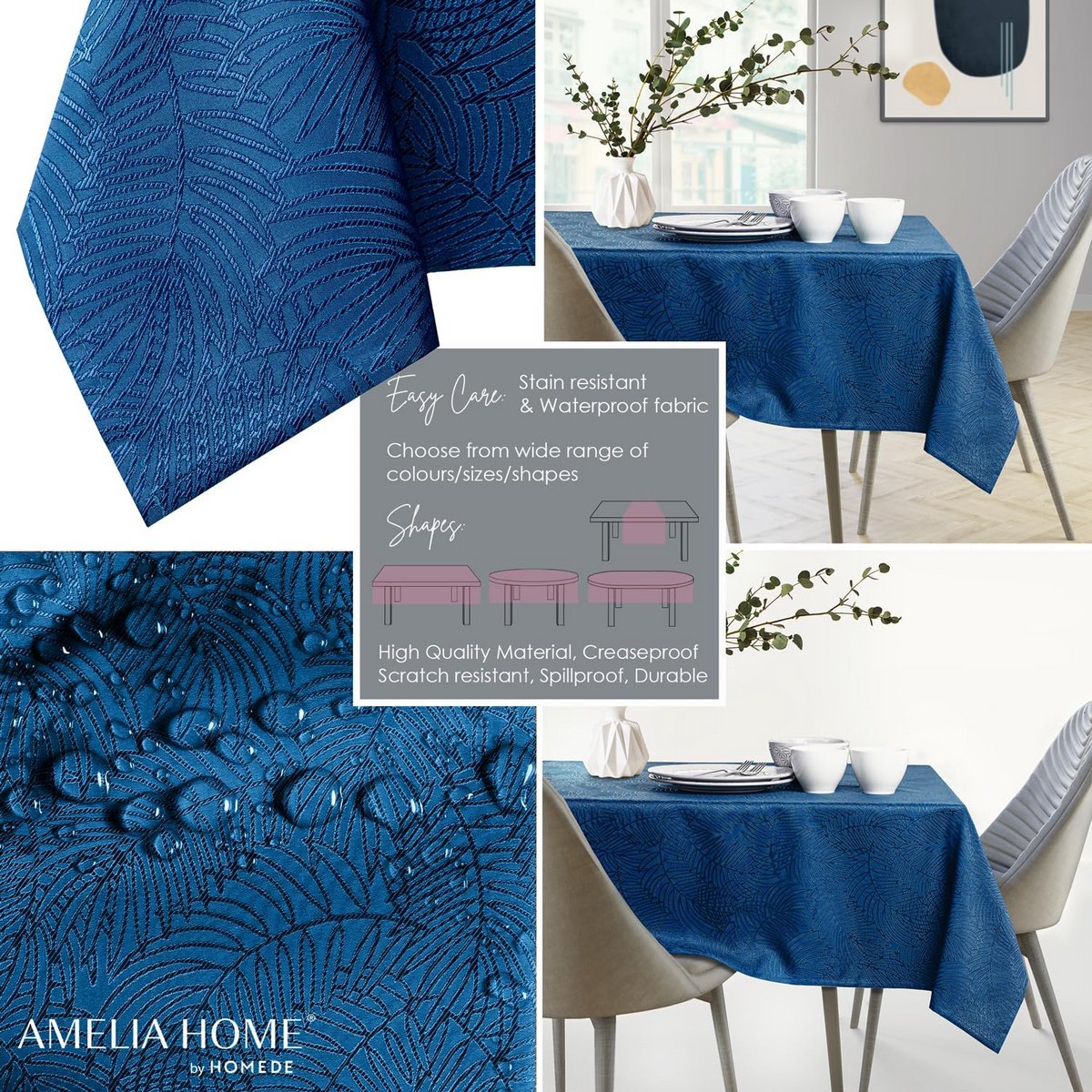 Waterafstotend Tafelkleed met Lotus Effect Donkerblauw Vierkant