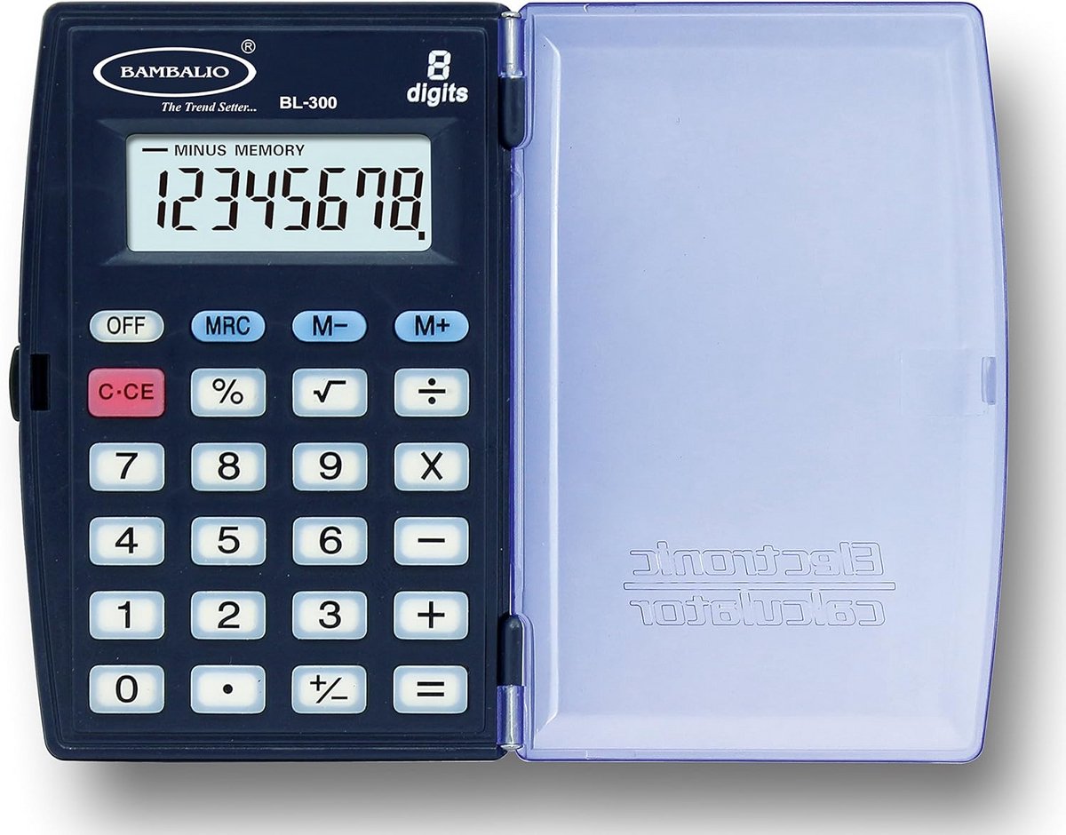 Draagbare Zakcalculator 8 Cijfers met Groot Display Blauw