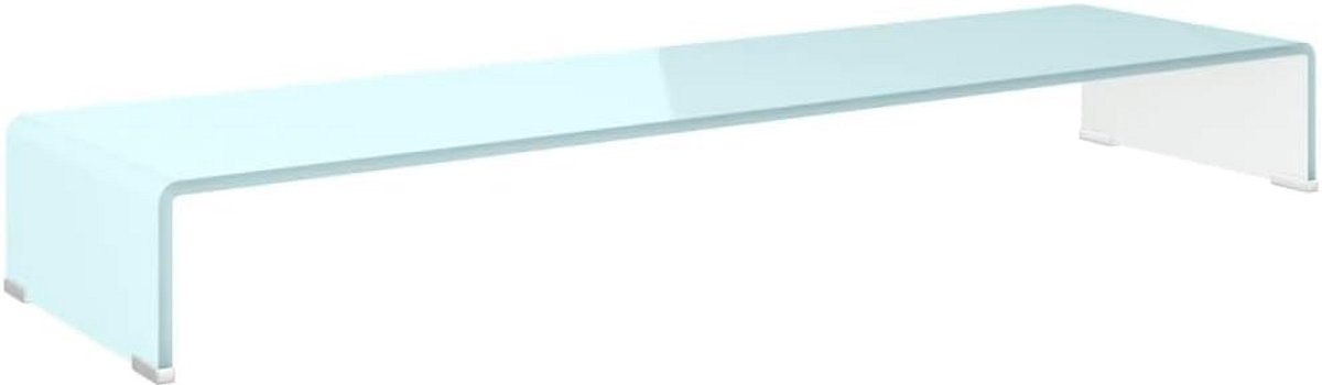 Monitorverhoger en Tv-Meubel XXL 110 cm Wit Glas