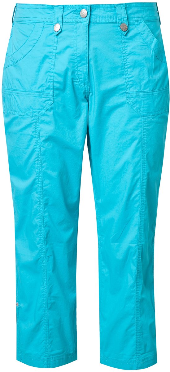 Ulla Popken - Dames - 7/8-cargohose oprolbandje voor broekspijp - Diepaqua - Maat 54