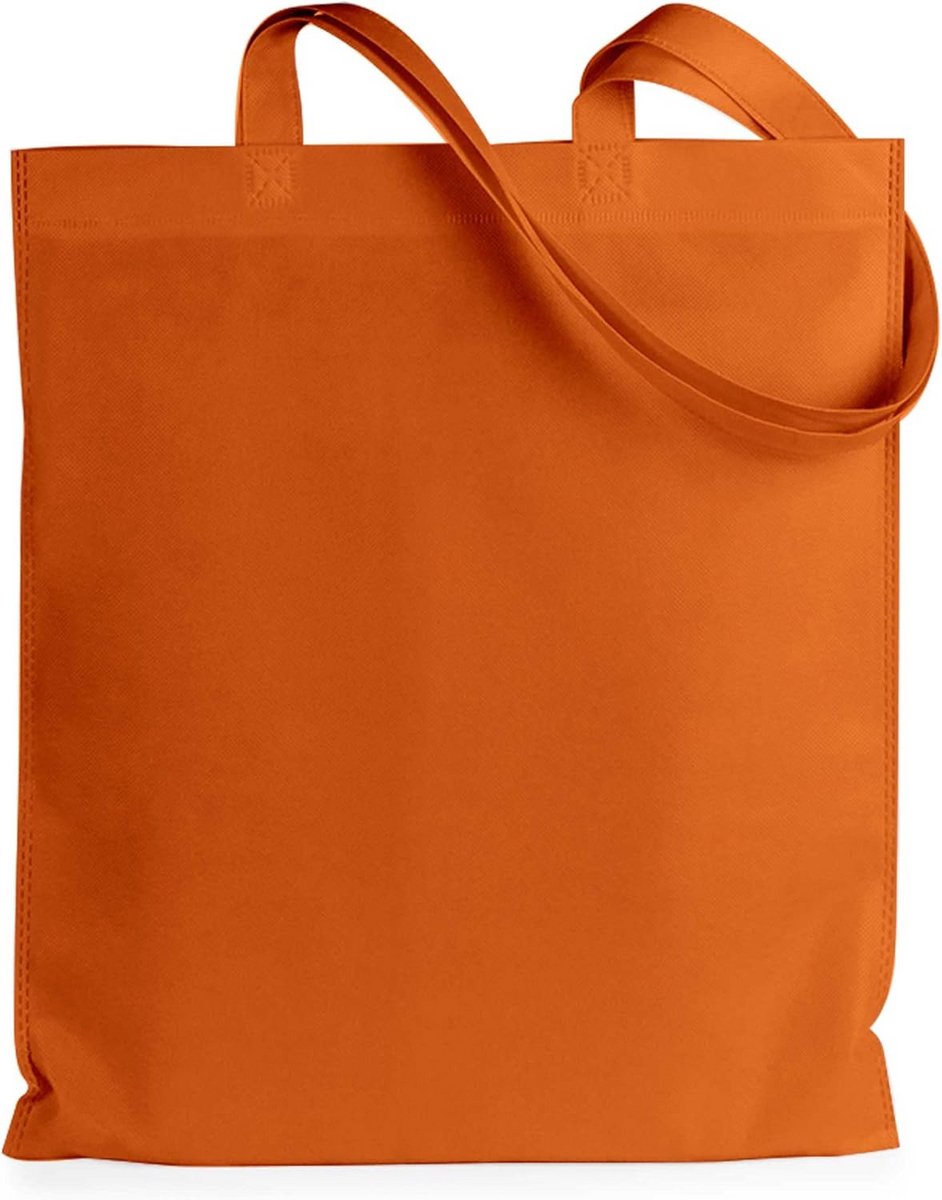 Sterke Herbruikbare Katoenen Boodschappentas met Lang Handvat 36x40 cm Oranje