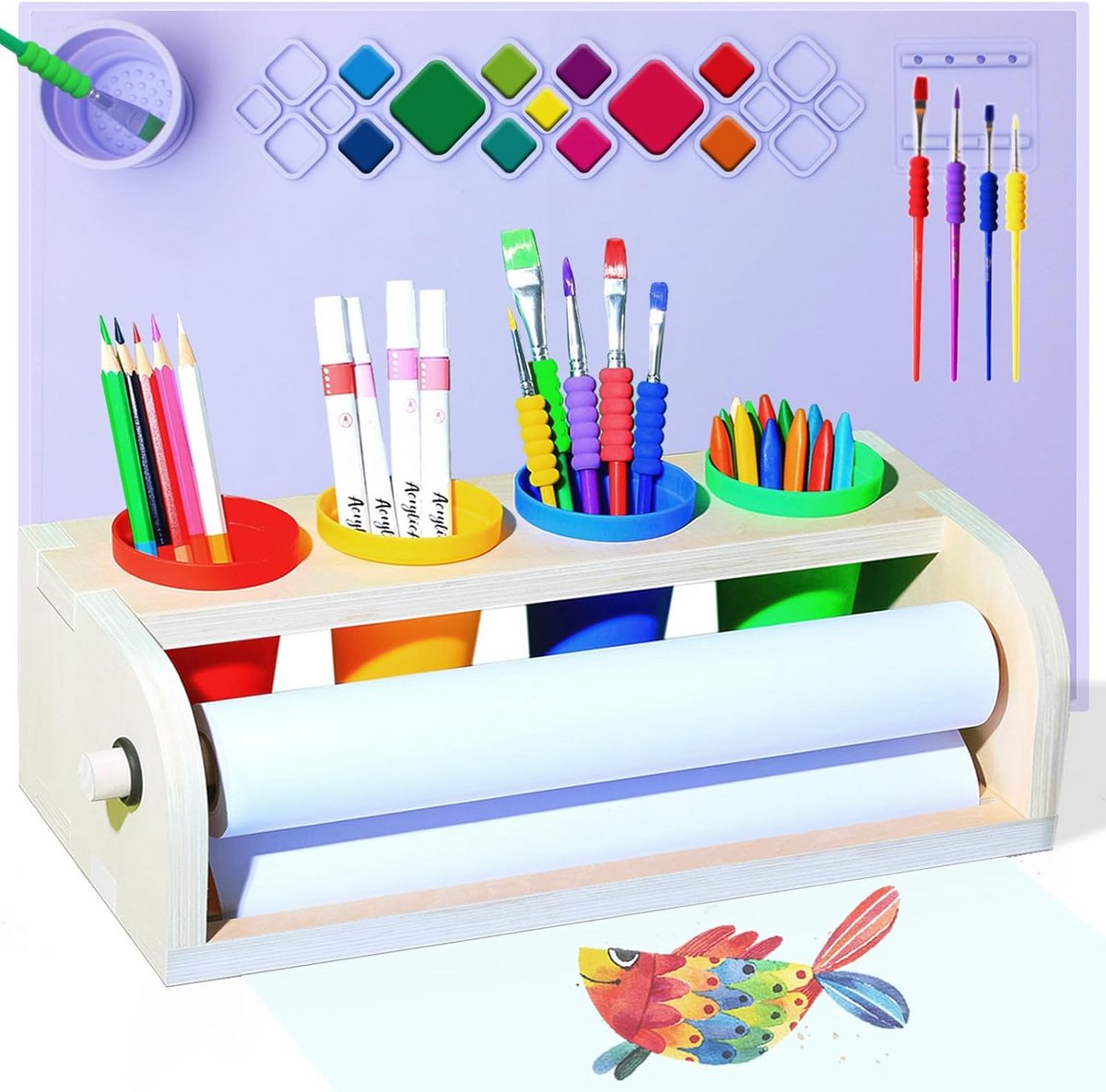 Tafelmodel Tekenrol Dispenser met Papierrol voor Kinderen