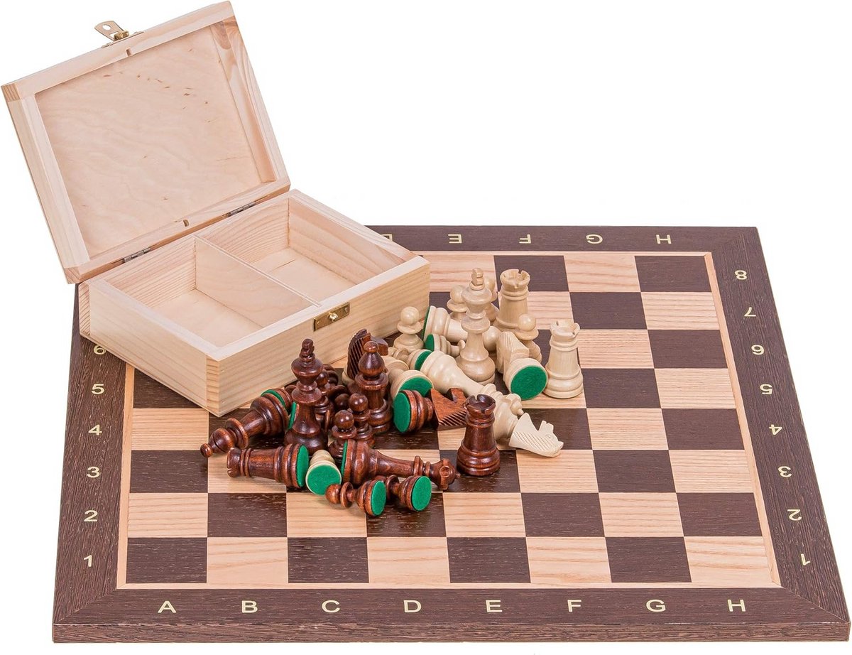 Professionele Houten Schaakset met Wenge Schaakbord en Staunton Figuren