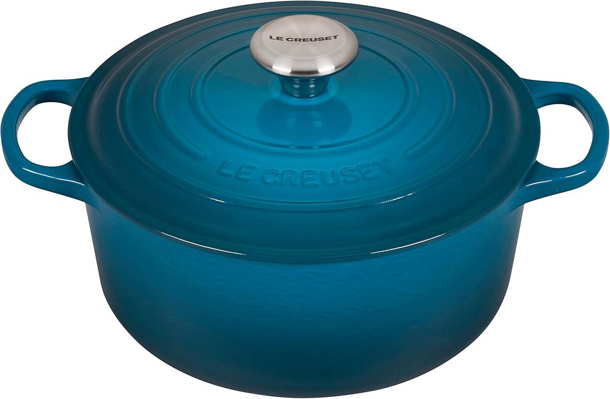 Ronde Geëmailleerde Gietijzeren Braadpan met Deksel 4.2 Liter