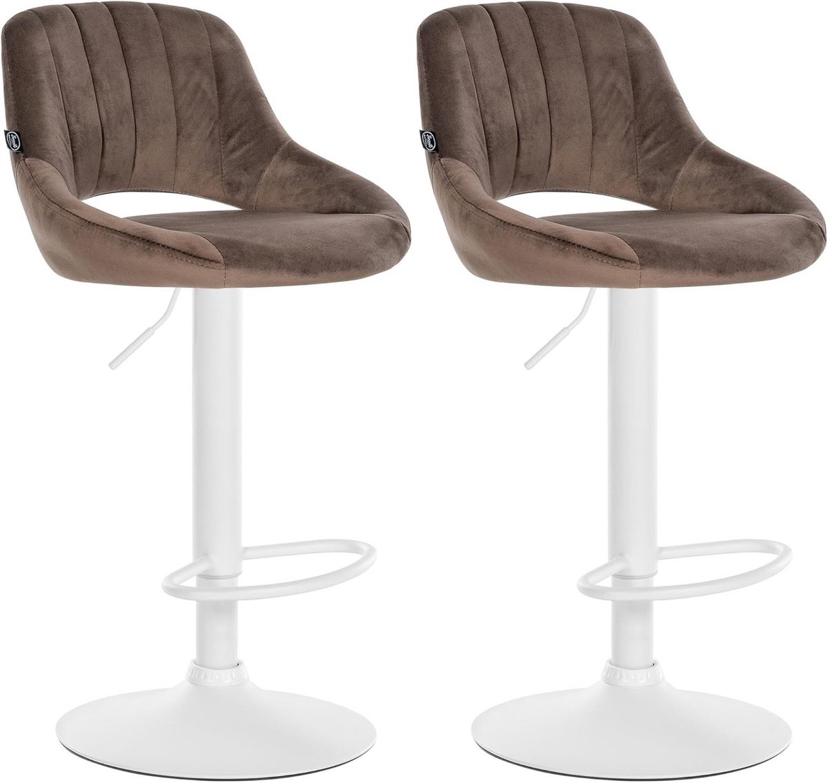 Set van 2 Verstelbare Barkrukken met Rugleuning - Fluweel Bekleding