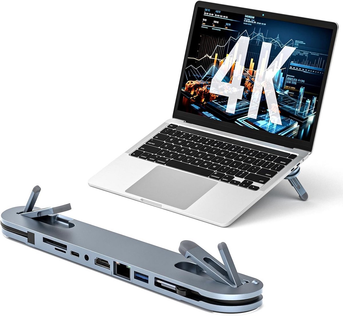 7-in-1 USB C Dockingstation met 4K HDMI en Verstelbare Laptopstandaard