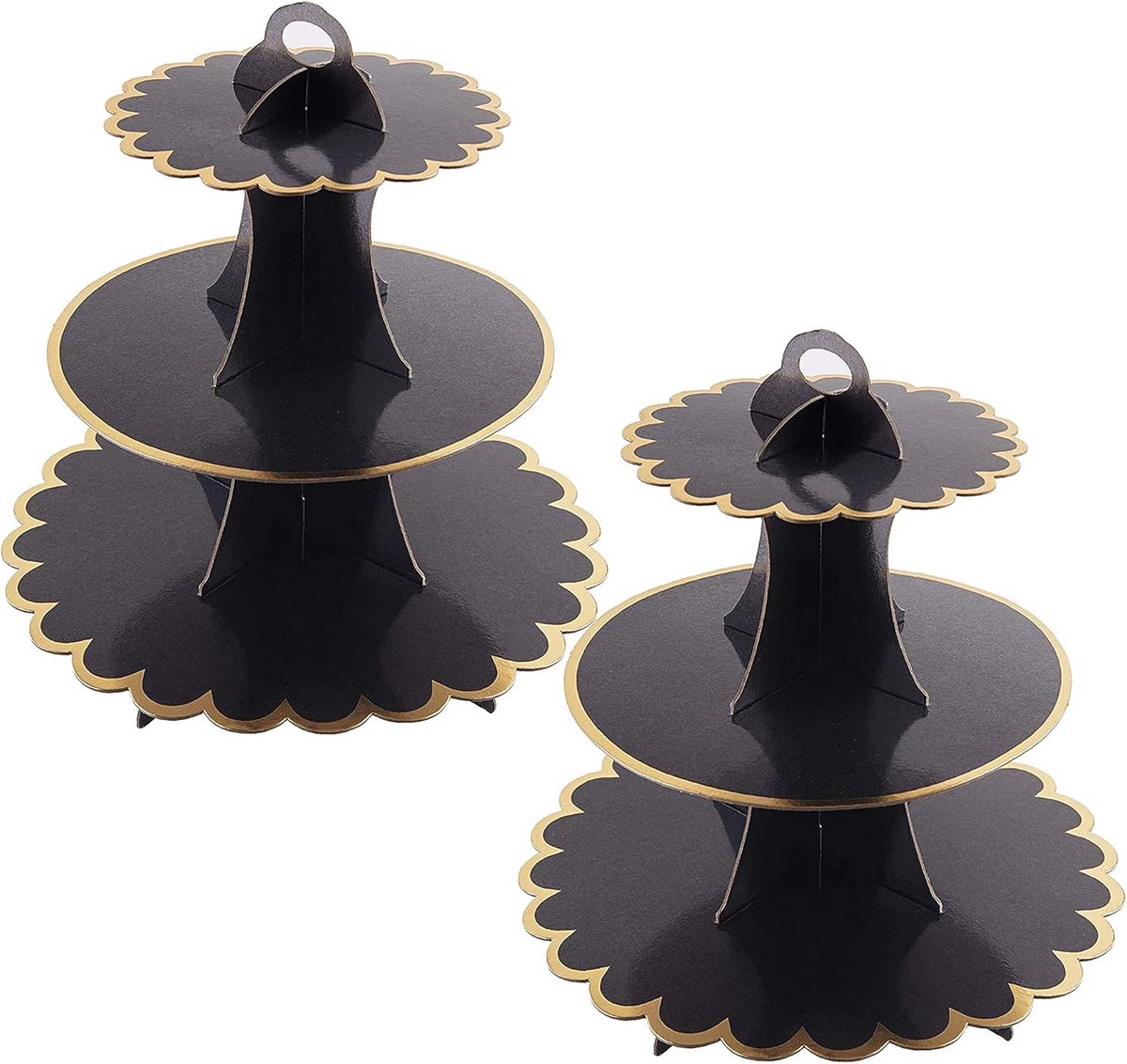 Set van 2 Taartplateaus met 3 Etages - Cupcake Standaard voor Feest en Bruiloft