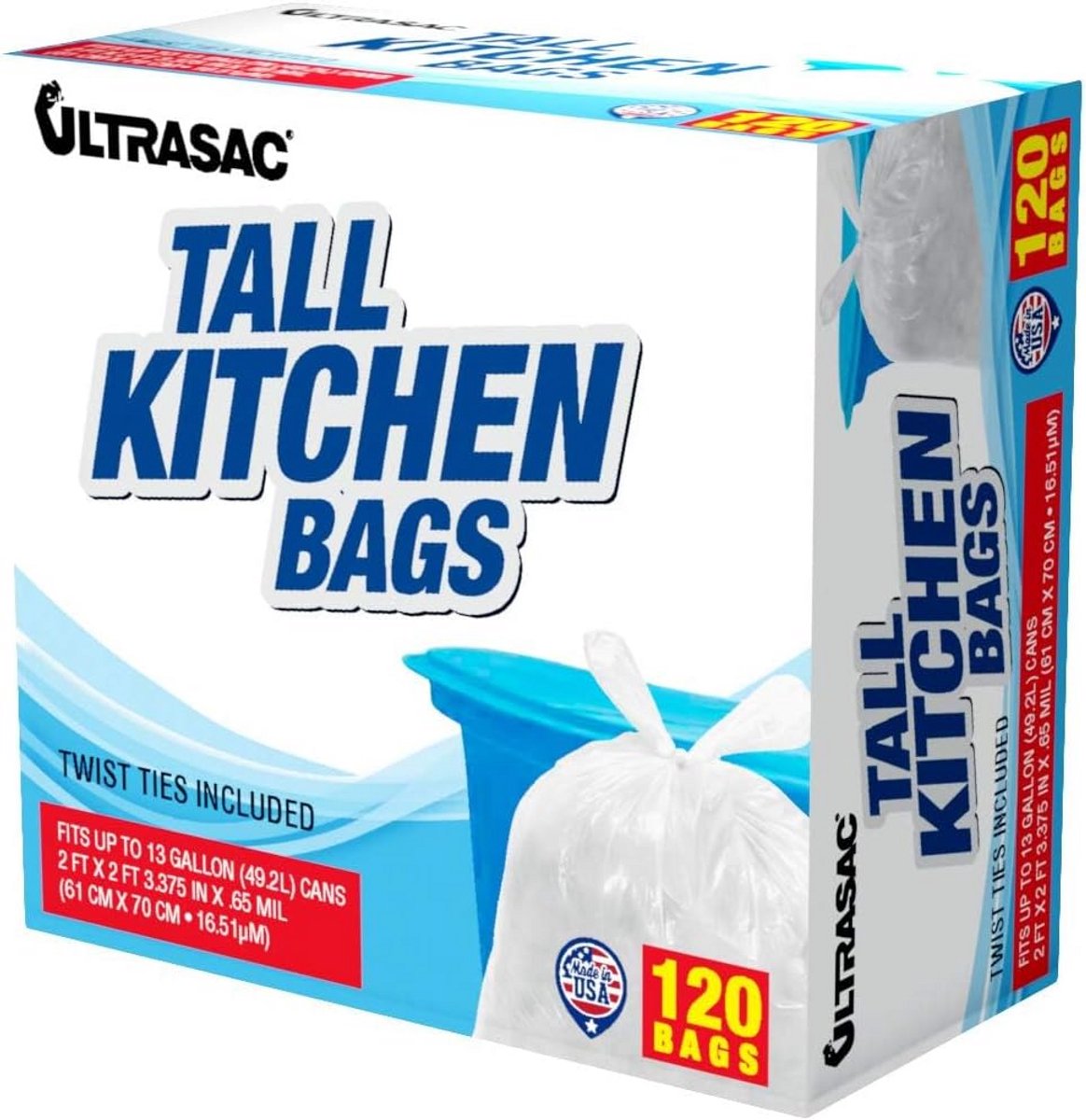 Extra Grote Keukenprullenbakzakken 13 Gallon (120 Stuks) Sterk en Duurzaam