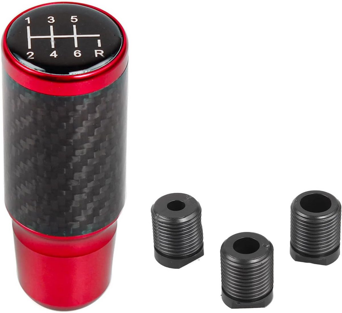 Universele Aluminium Versnellingspook met 6 Versnellingen en 3 Adapters (Rood)