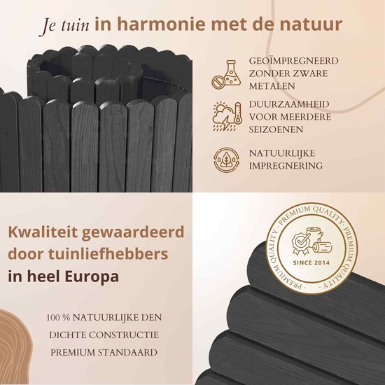 Floranica Rollborder Flexibele houten hek 200 x 10 cm Natuur (inkortbaar) Dennenhouten bedrand geïmpregneerd Tuinafscheiding Bedrand Decoratieve Borderrand tuin Rollboarder