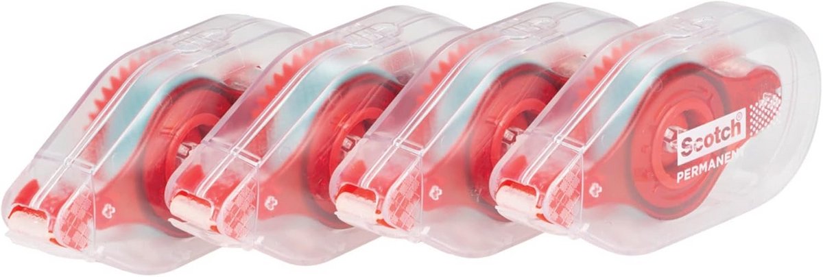 Dubbelzijdige Lijmroller Voordeelverpakking 4x - Zelfklevende Stippen voor Kantoor, Hobby & School