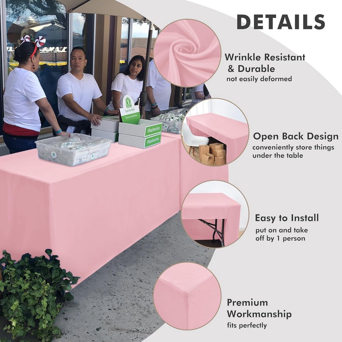 Set van 2 Roze Tafelkleden voor Rechthoekige Tafels - Wasbaar Decoratie